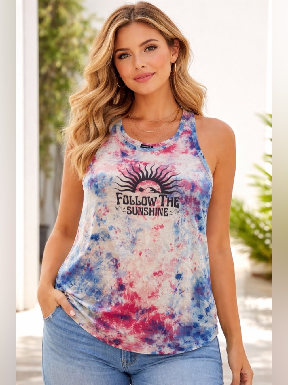 Torrid Tie-Dye Tank Top Size 0 “Follow The Sunshine” Graphic Sleeveless Boho